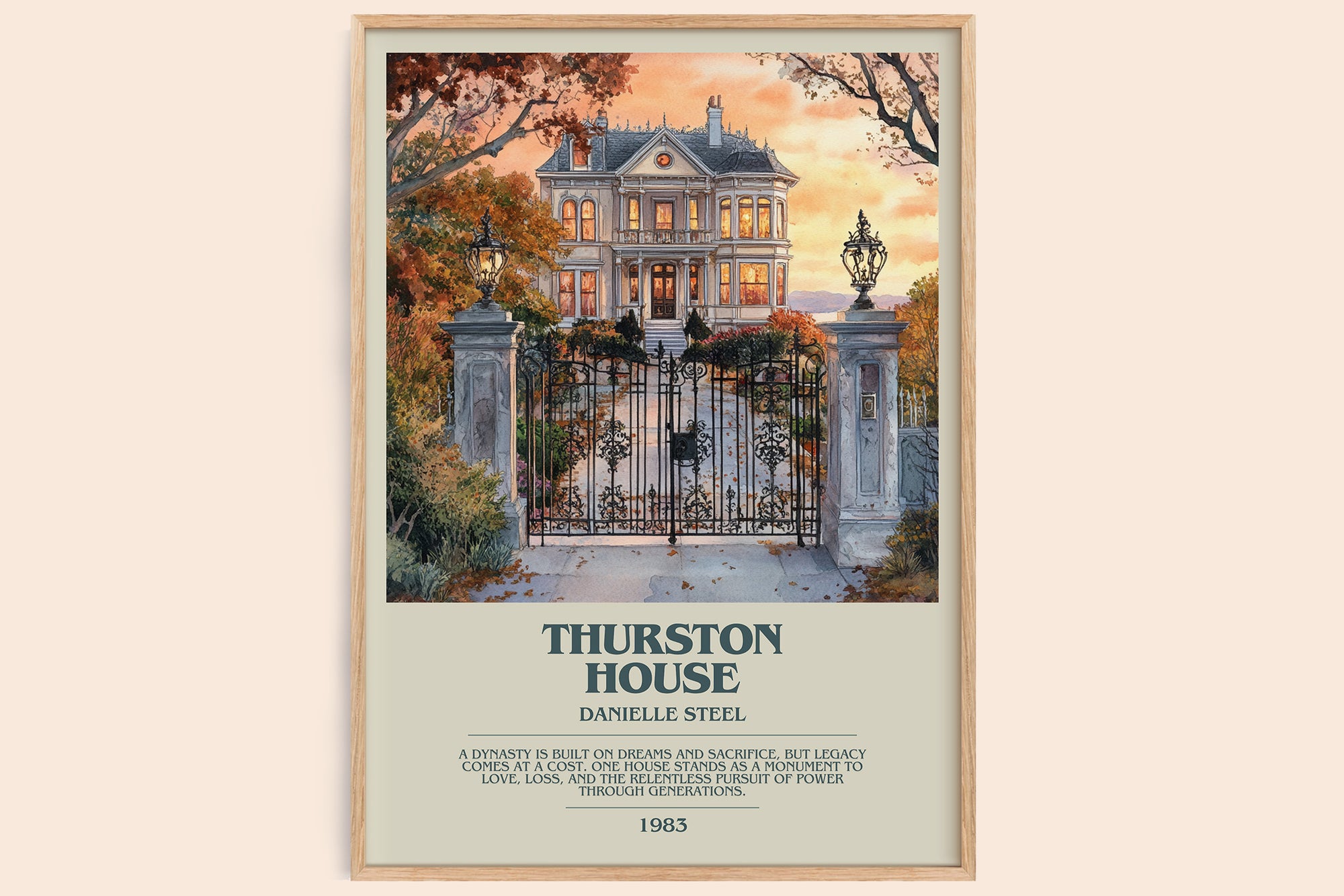 Thurston House bookish book poster by Danielle Steel – framed literary art print