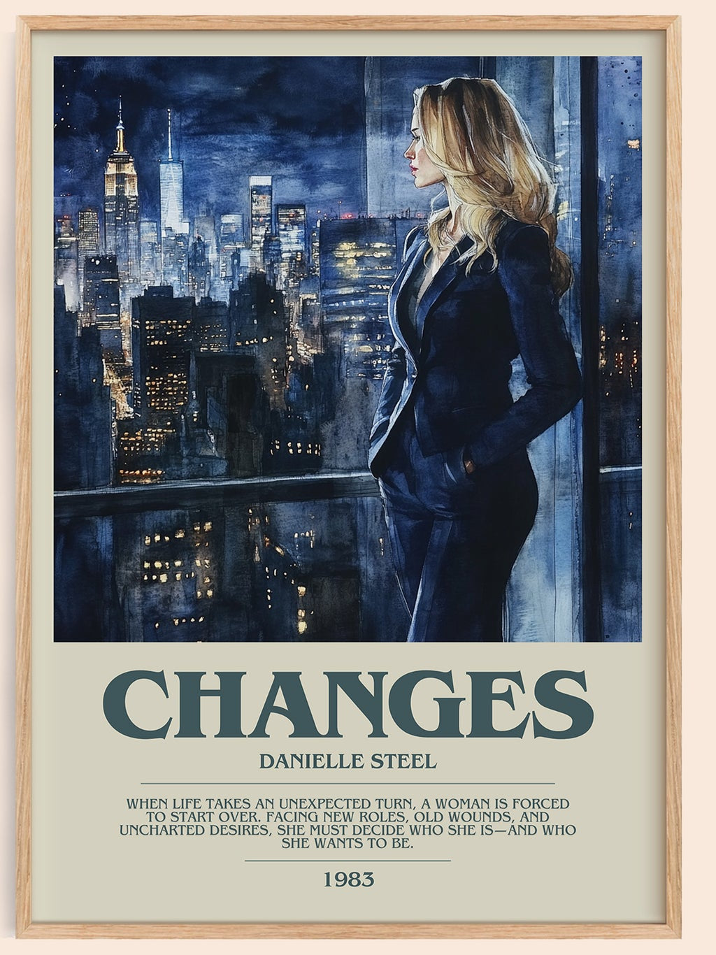 Changes bookish book poster by Danielle Steel – framed literary art print