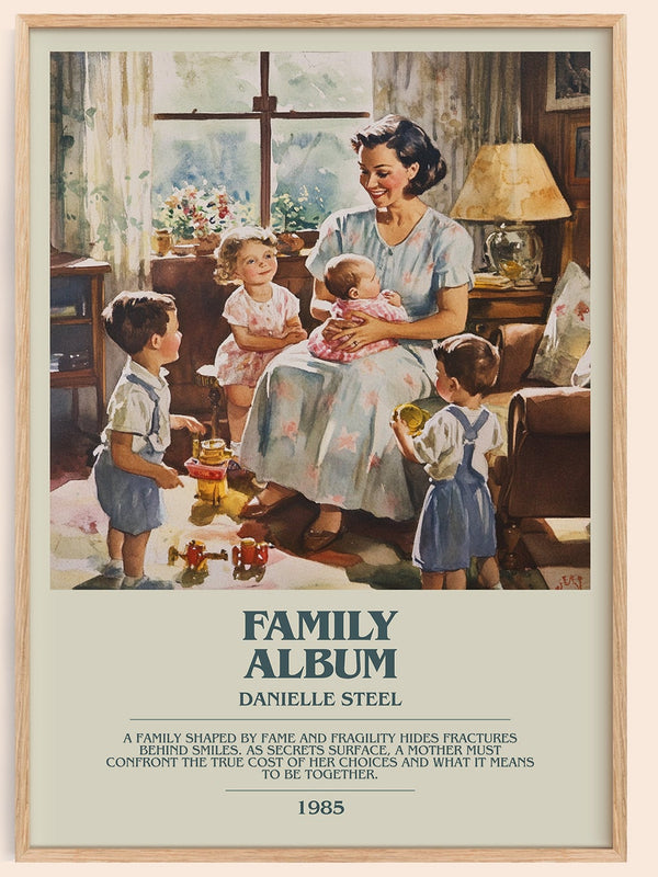 Family Album bookish book poster by Danielle Steel – framed literary art print
