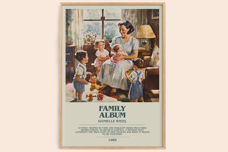 Family Album bookish book poster by Danielle Steel – framed literary art print