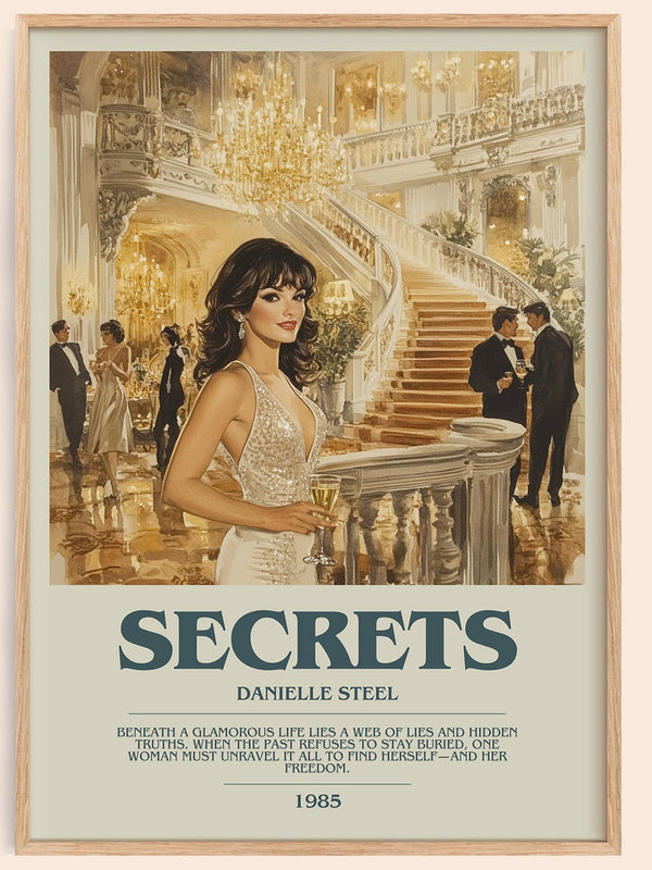 Secrets bookish book poster by Danielle Steel – framed literary art print