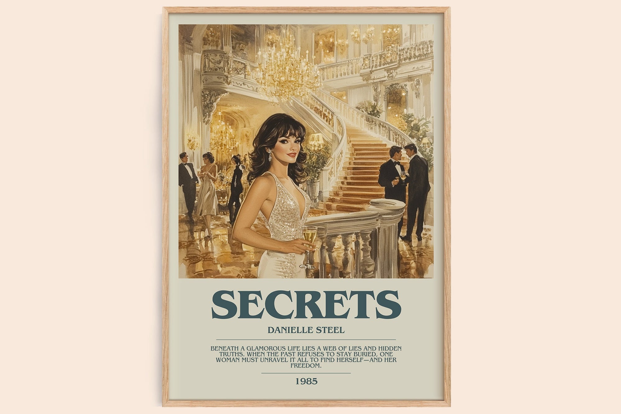 Secrets bookish book poster by Danielle Steel – framed literary art print