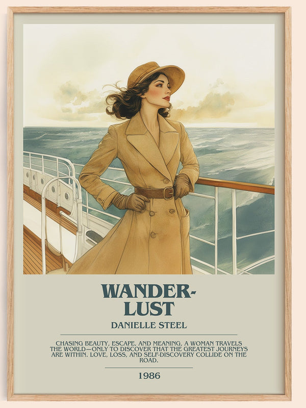 Wanderlust bookish book poster by Danielle Steel – framed literary art print