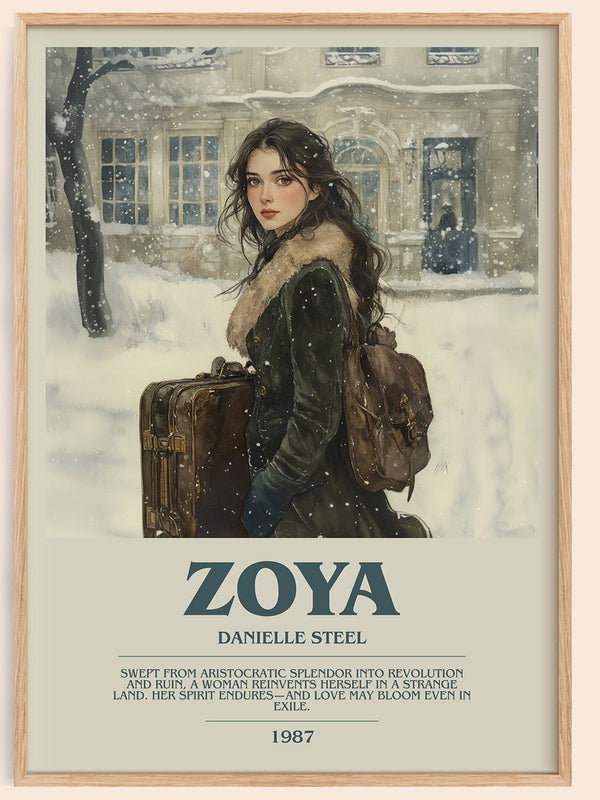 Zoya bookish book poster by Danielle Steel – framed literary art print