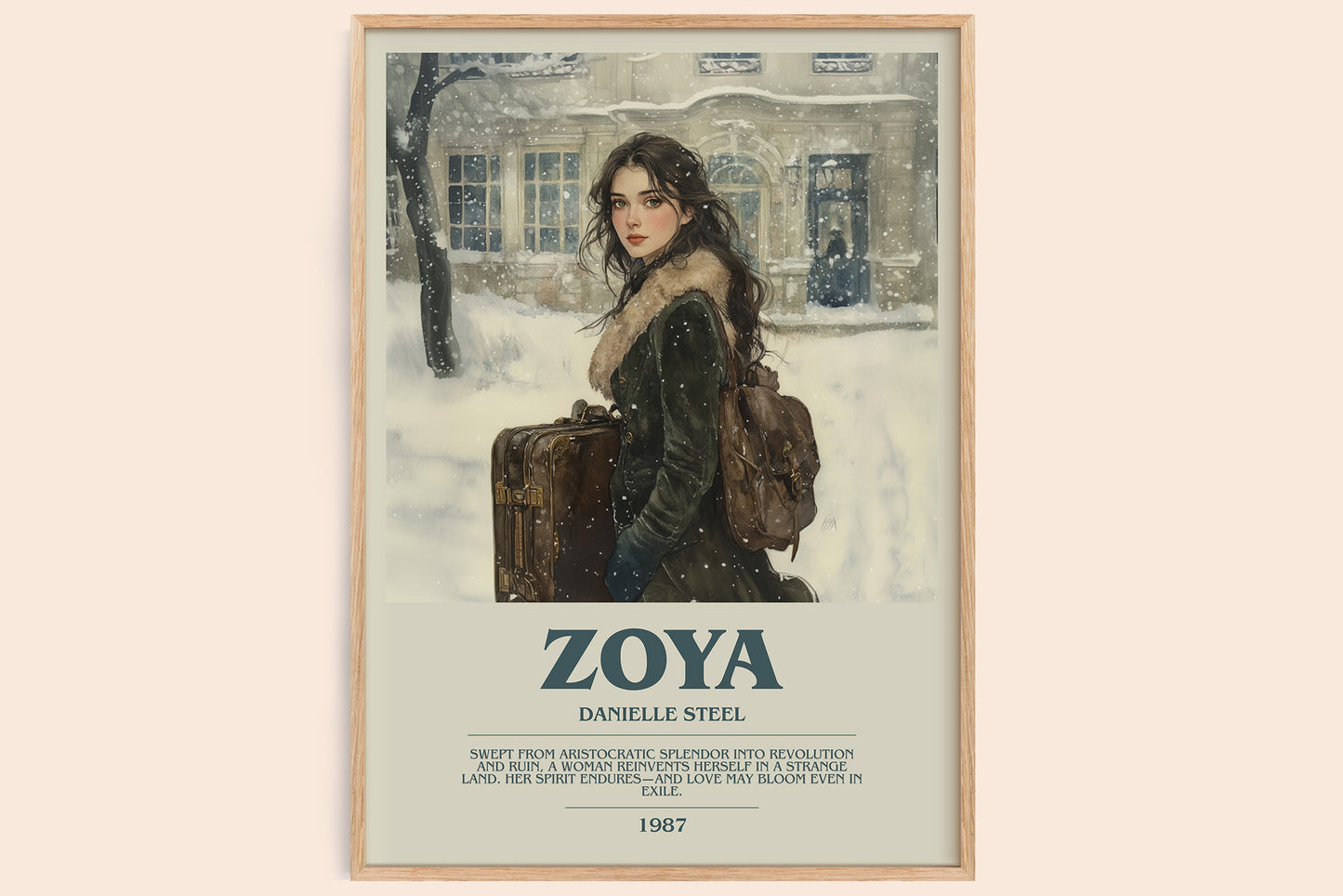 Zoya bookish book poster by Danielle Steel – framed literary art print
