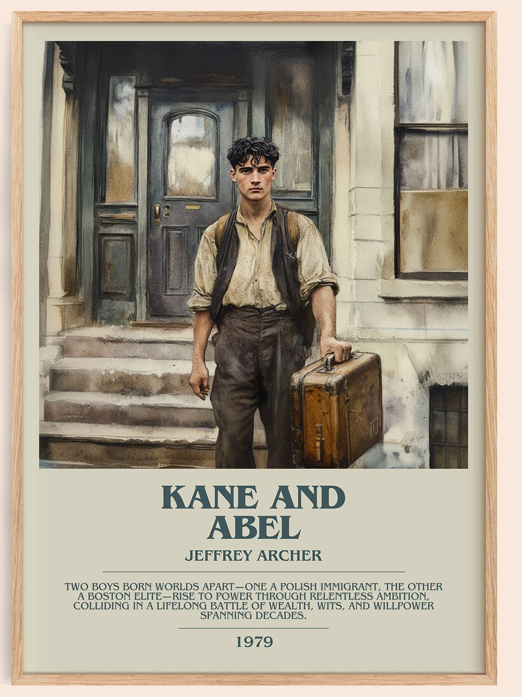 Kane and Abel bookish book poster by Jeffrey Archer – framed literary art print