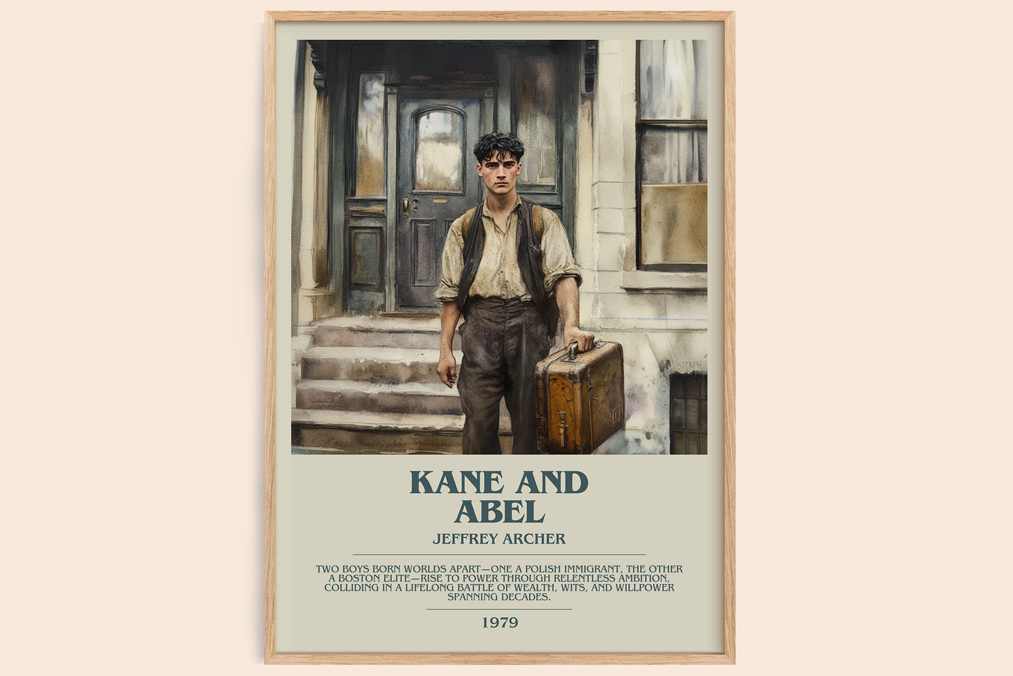 Kane and Abel bookish book poster by Jeffrey Archer – framed literary art print