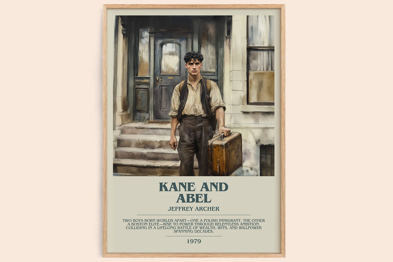 Kane and Abel bookish book poster by Jeffrey Archer – framed literary art print