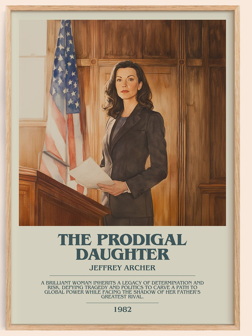 The Prodigal Daughter bookish book poster by Jeffrey Archer – framed literary art print