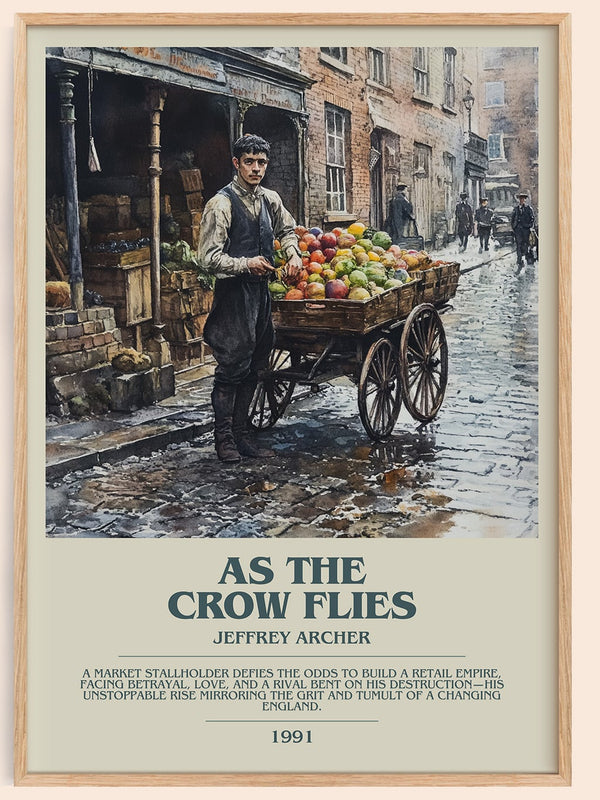 As the Crow Flies bookish book poster by Jeffrey Archer – framed literary art print