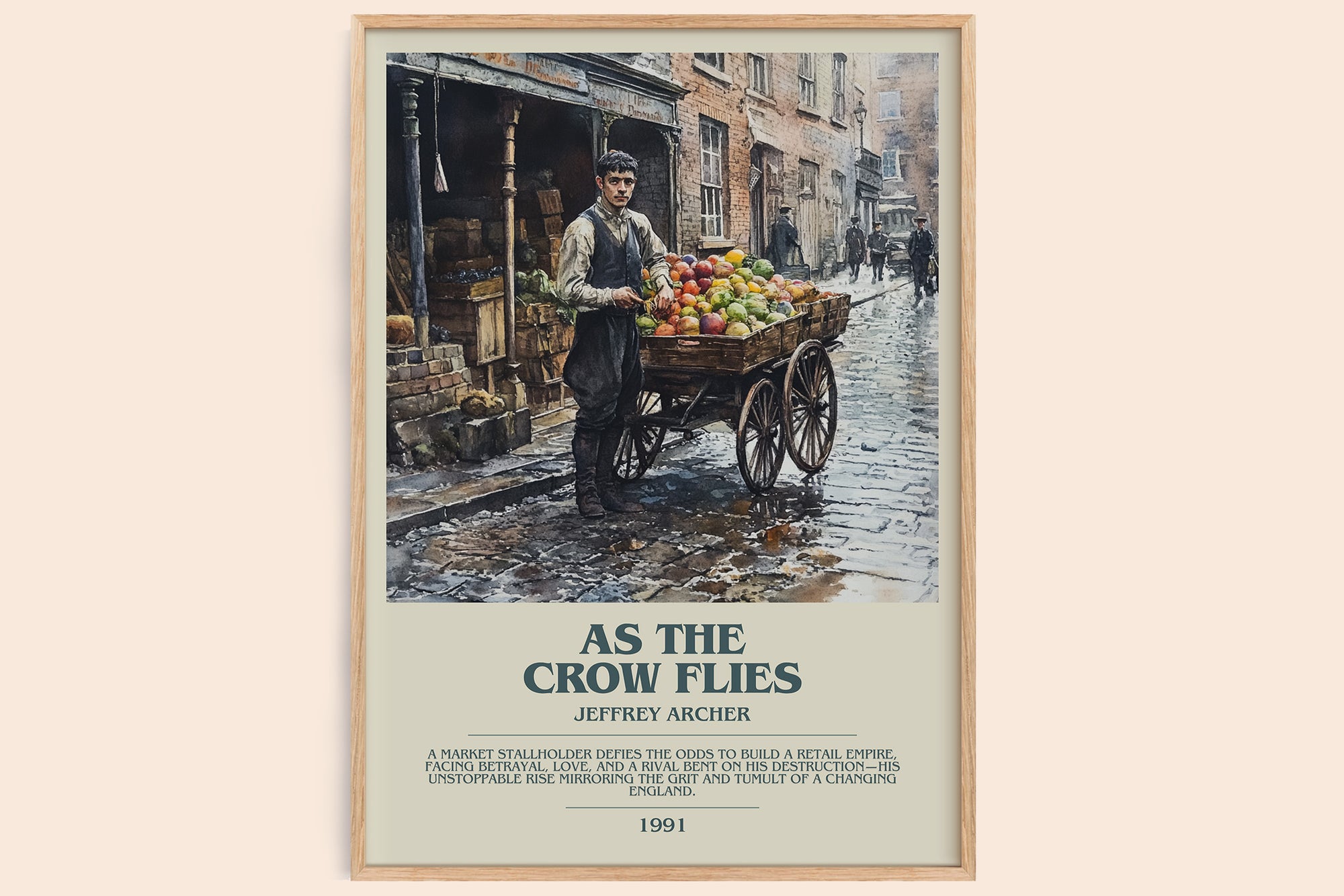 As the Crow Flies bookish book poster by Jeffrey Archer – framed literary art print