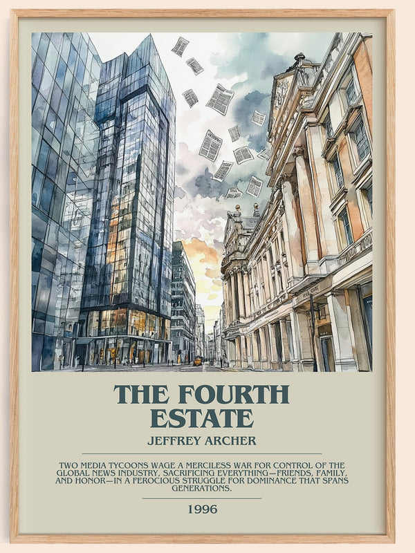 The Fourth Estate bookish book poster by Jeffrey Archer – framed literary art print