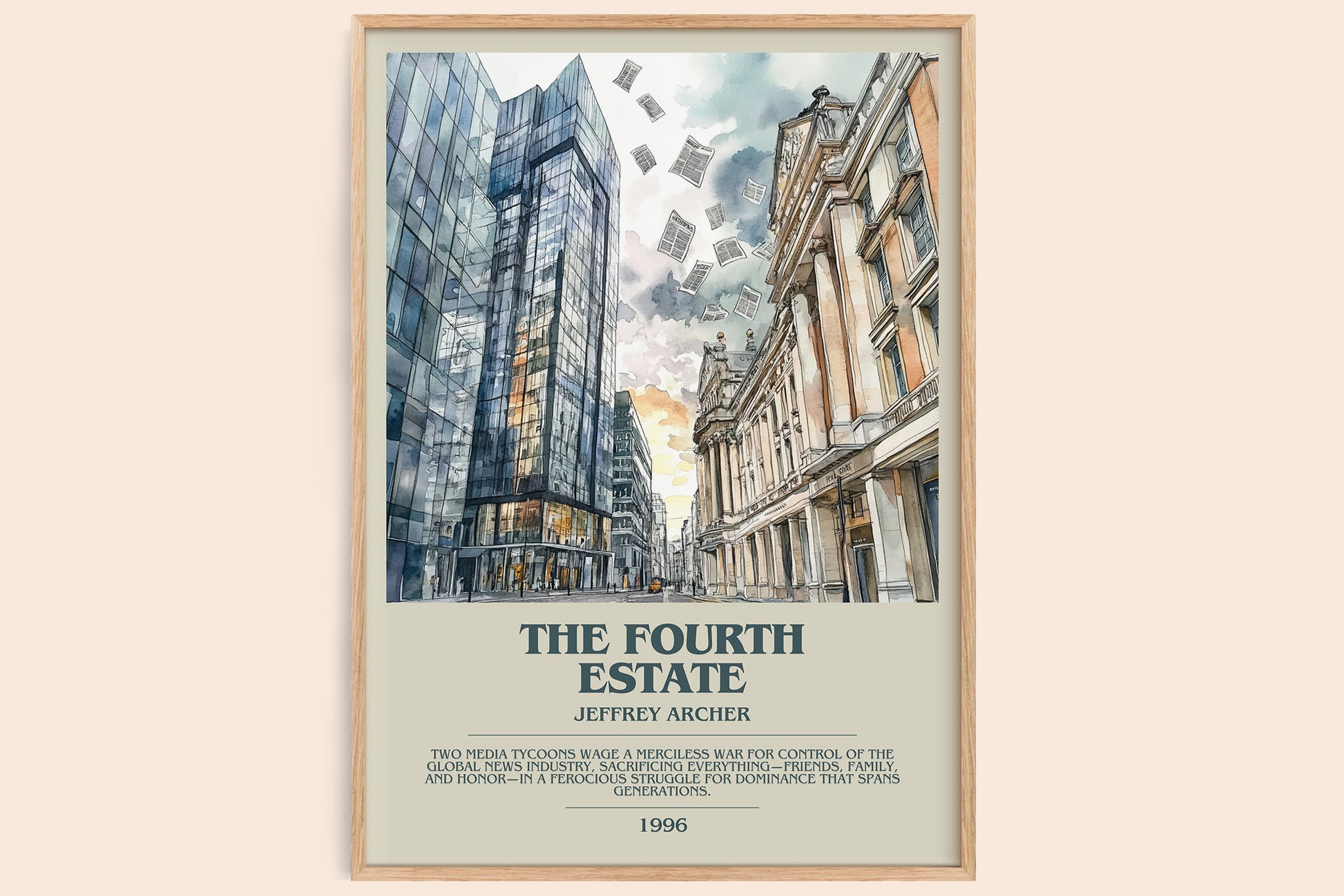 The Fourth Estate bookish book poster by Jeffrey Archer – framed literary art print