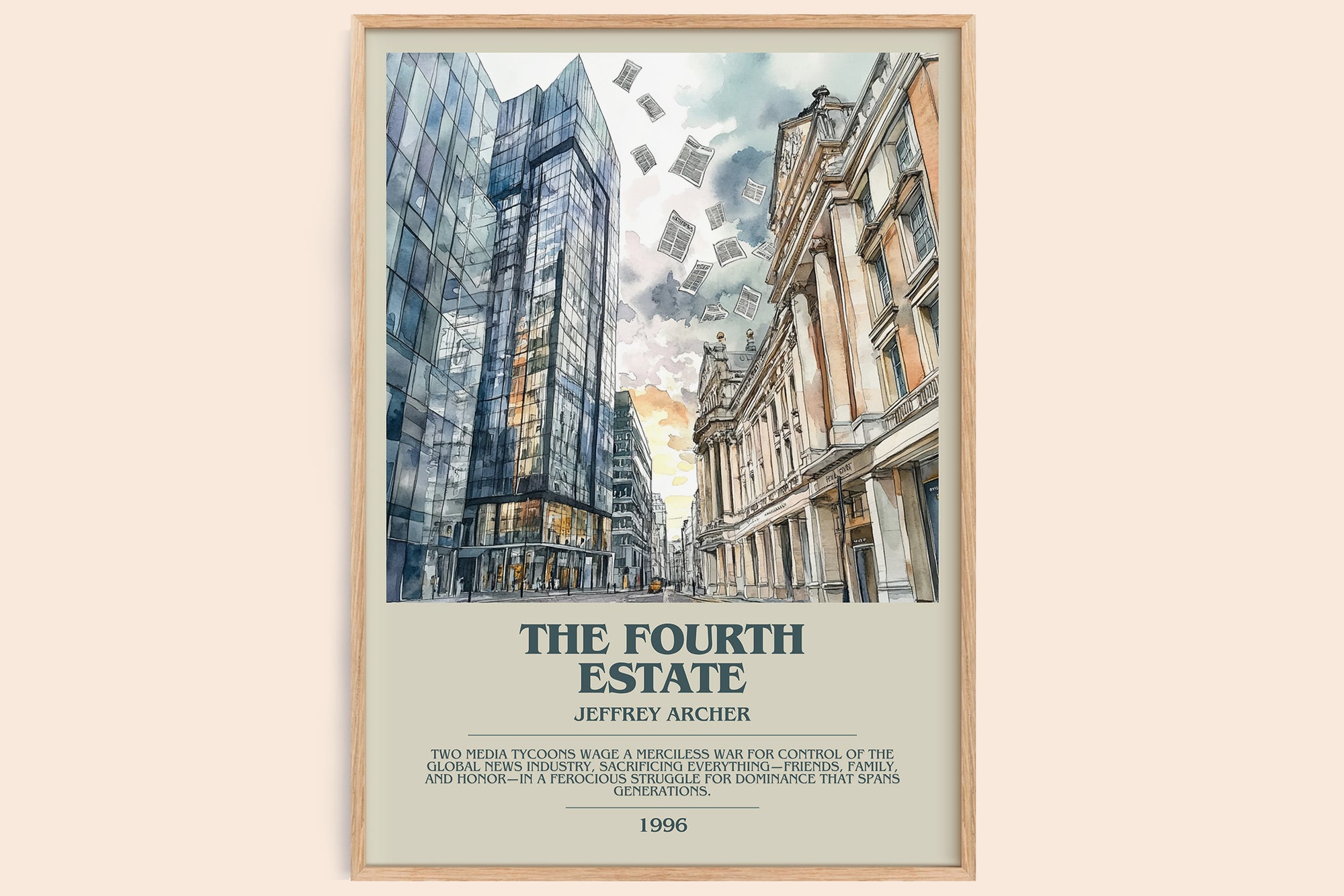 The Fourth Estate bookish book poster by Jeffrey Archer – framed literary art print