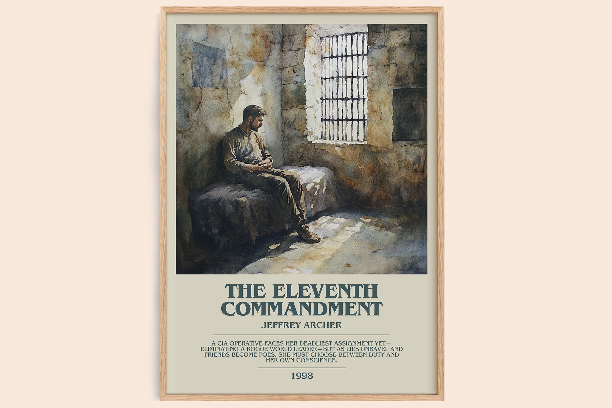 The Eleventh Commandment bookish book poster by Jeffrey Archer – framed literary art print