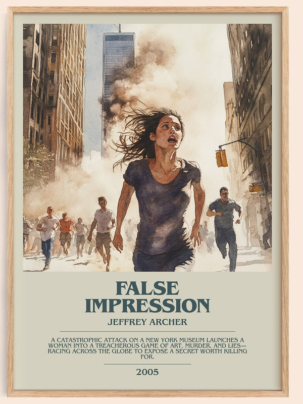 False Impression bookish book poster by Jeffrey Archer – framed literary art print