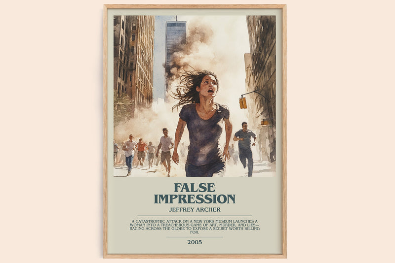 False Impression bookish book poster by Jeffrey Archer – framed literary art print