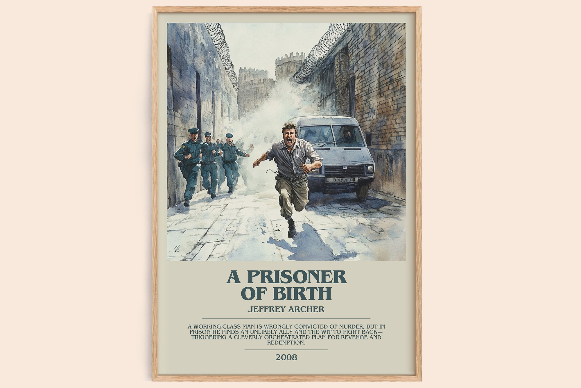 A Prisoner of Birth bookish book poster by Jeffrey Archer – framed literary art print