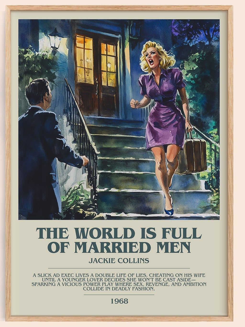 The World is Full of Married Men bookish book poster by Jackie Collins – framed literary art print