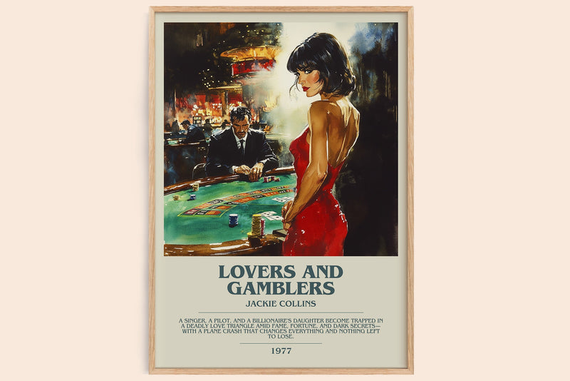 Lovers and Gamblers bookish book poster by Jackie Collins – framed literary art print
