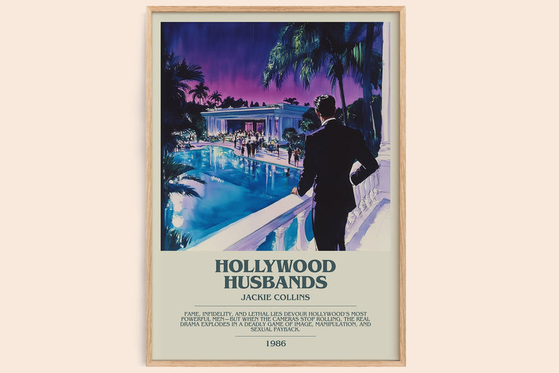 Hollywood Husbands bookish book poster by Jackie Collins – framed literary art print