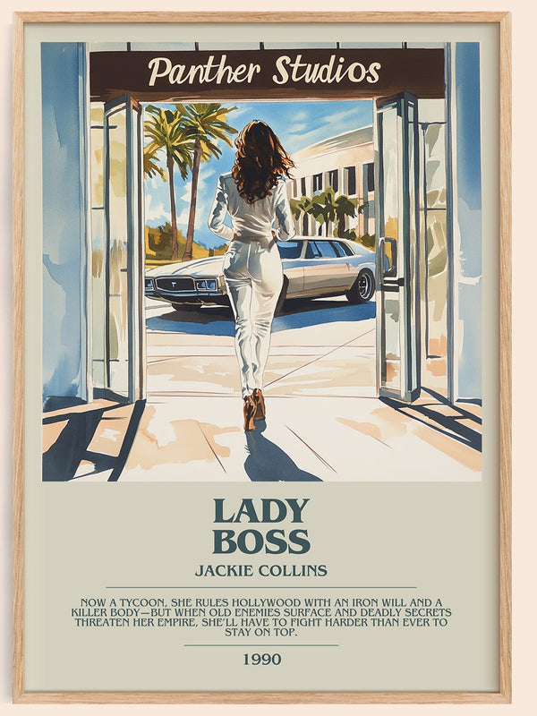 Lady Boss bookish book poster by Jackie Collins – framed literary art print