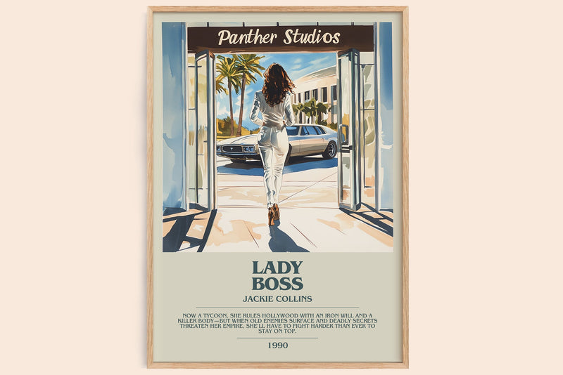 Lady Boss bookish book poster by Jackie Collins – framed literary art print