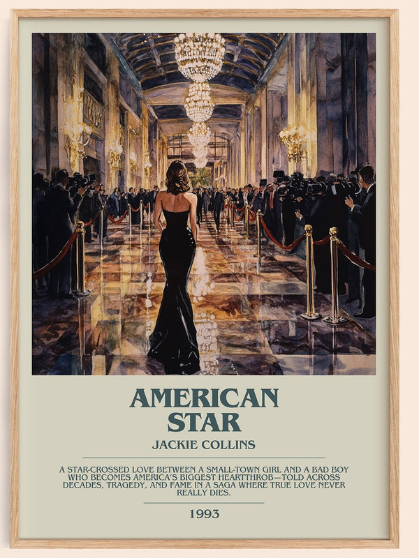 American Star bookish book poster by Jackie Collins – framed literary art print