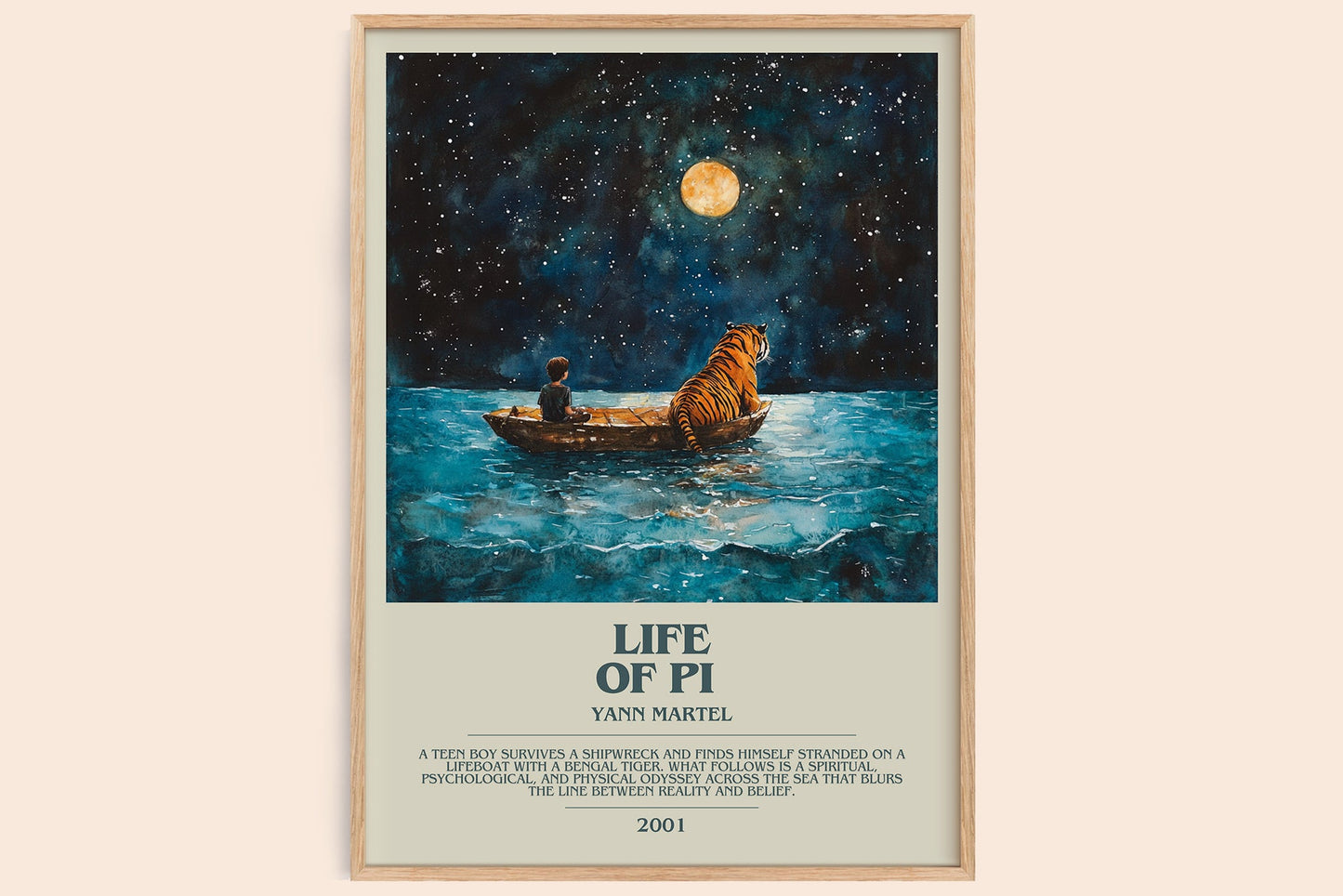 Life of Pi bookish book poster by Yann Martel – framed literary art print