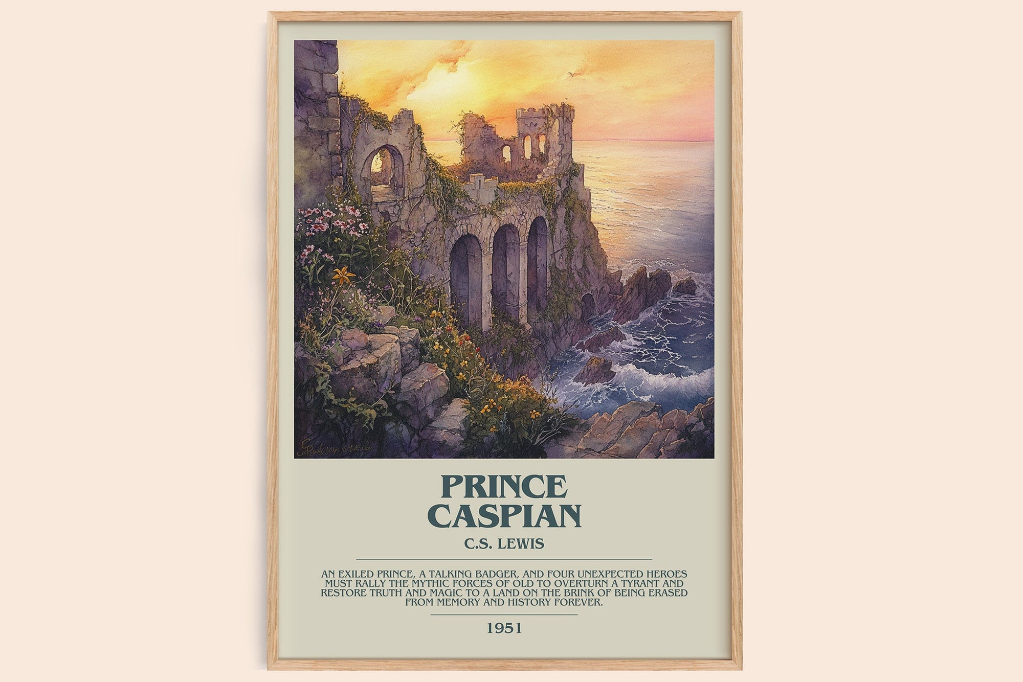 Prince Caspian bookish book poster by C.S. Lewis – framed literary art print