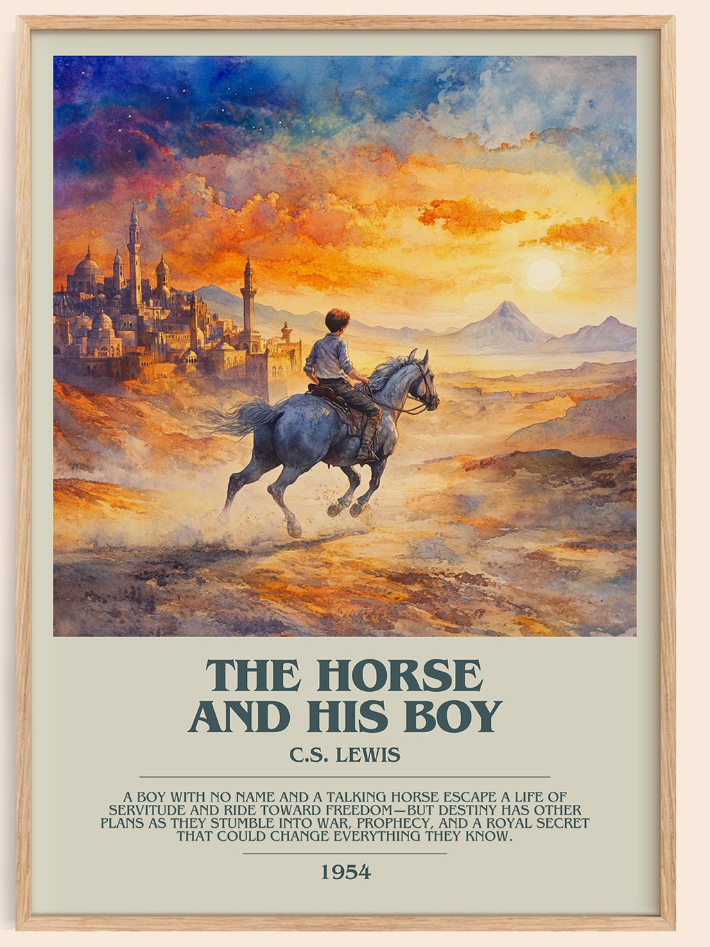 The Horse and his Boy bookish book poster by C. S. Lewis – framed literary art print