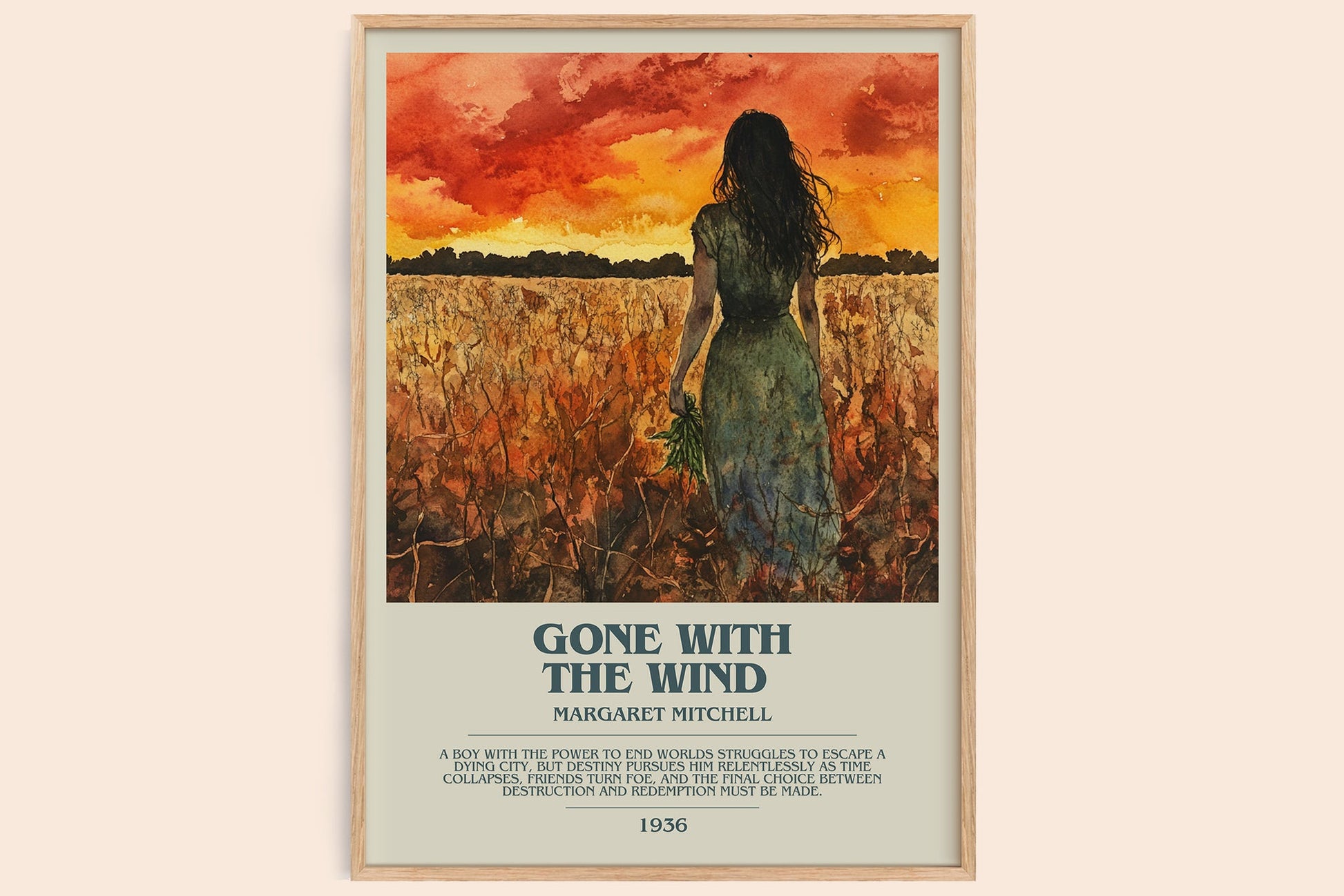 Gone with the Wind bookish book poster by Margaret Mitchell – framed literary art print