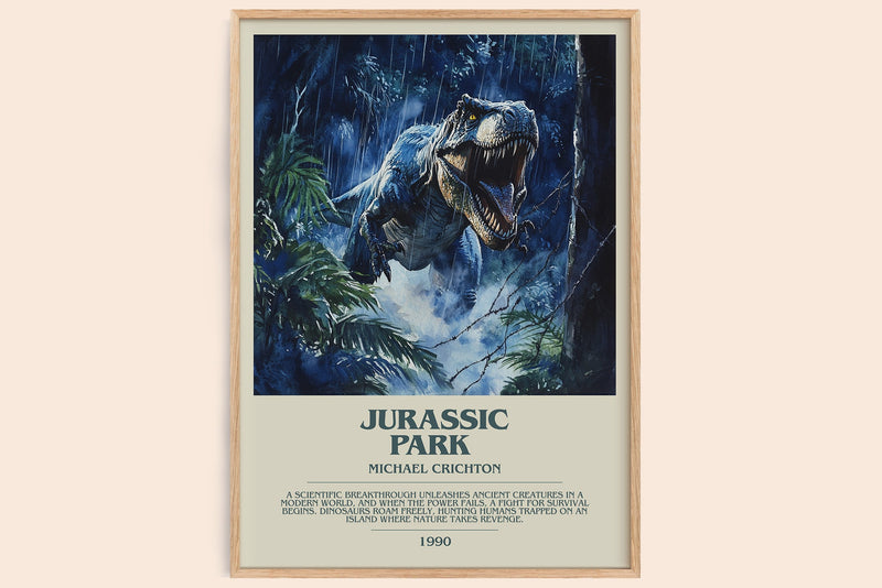 Jurassic Park bookish book poster by Michael Crichton – framed literary art print