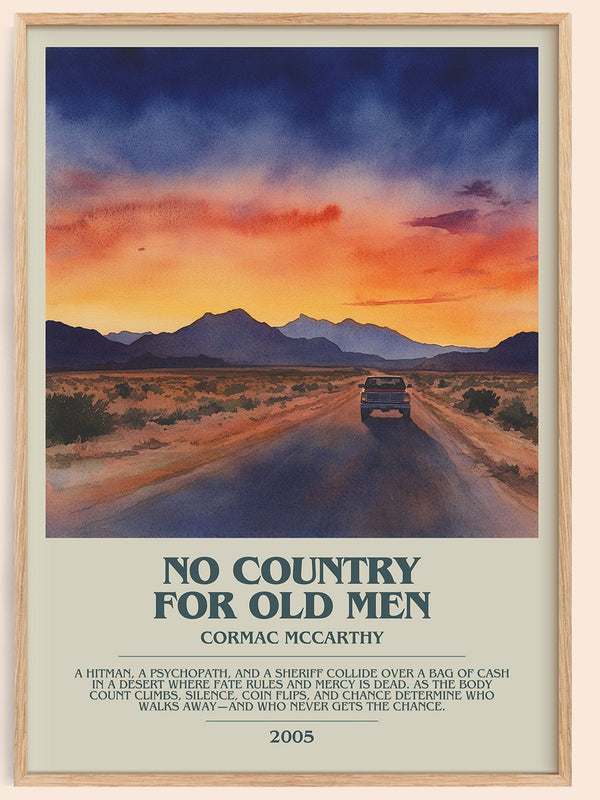 No Country For Old Men bookish book poster by Cormac Mccarthy – framed literary art print