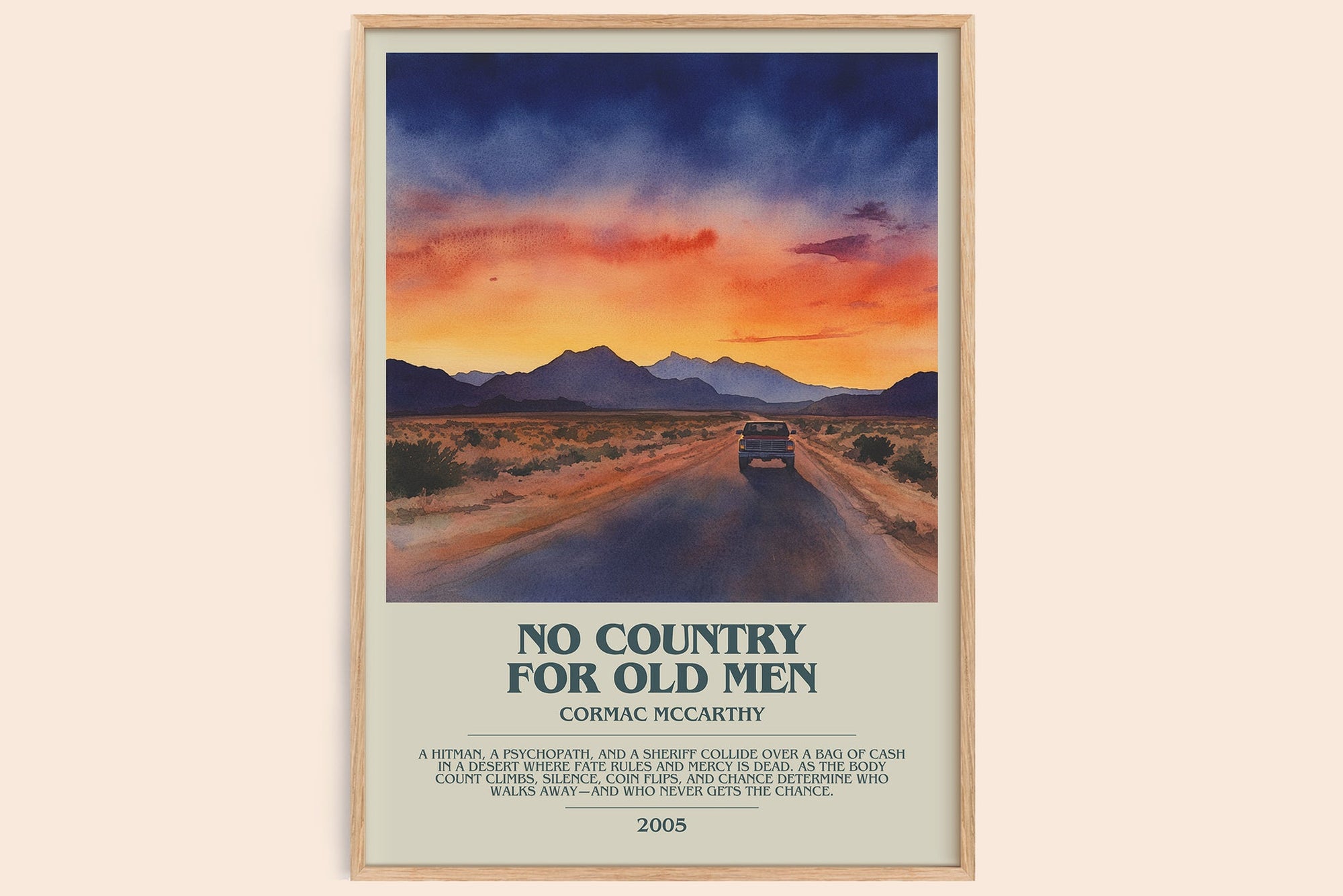 No Country For Old Men bookish book poster by Cormac Mccarthy – framed literary art print
