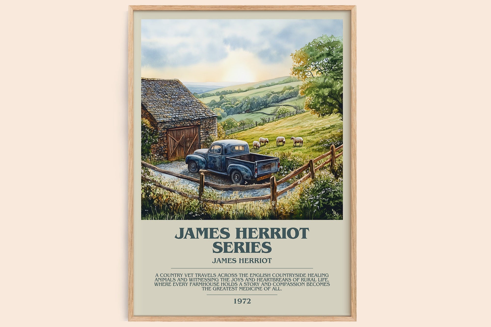 James Herriot Series bookish book poster by James Herriot – framed literary art print