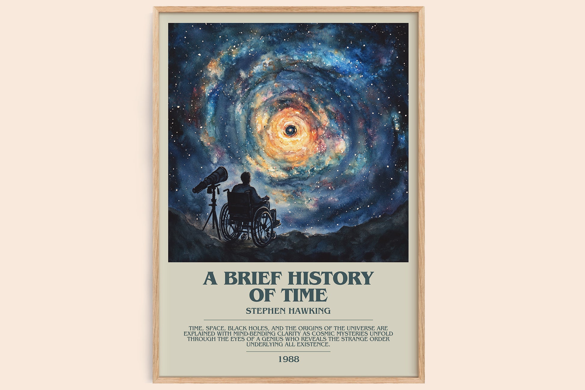 A Brief History of Time bookish book poster by Stephen Hawking – framed literary art print