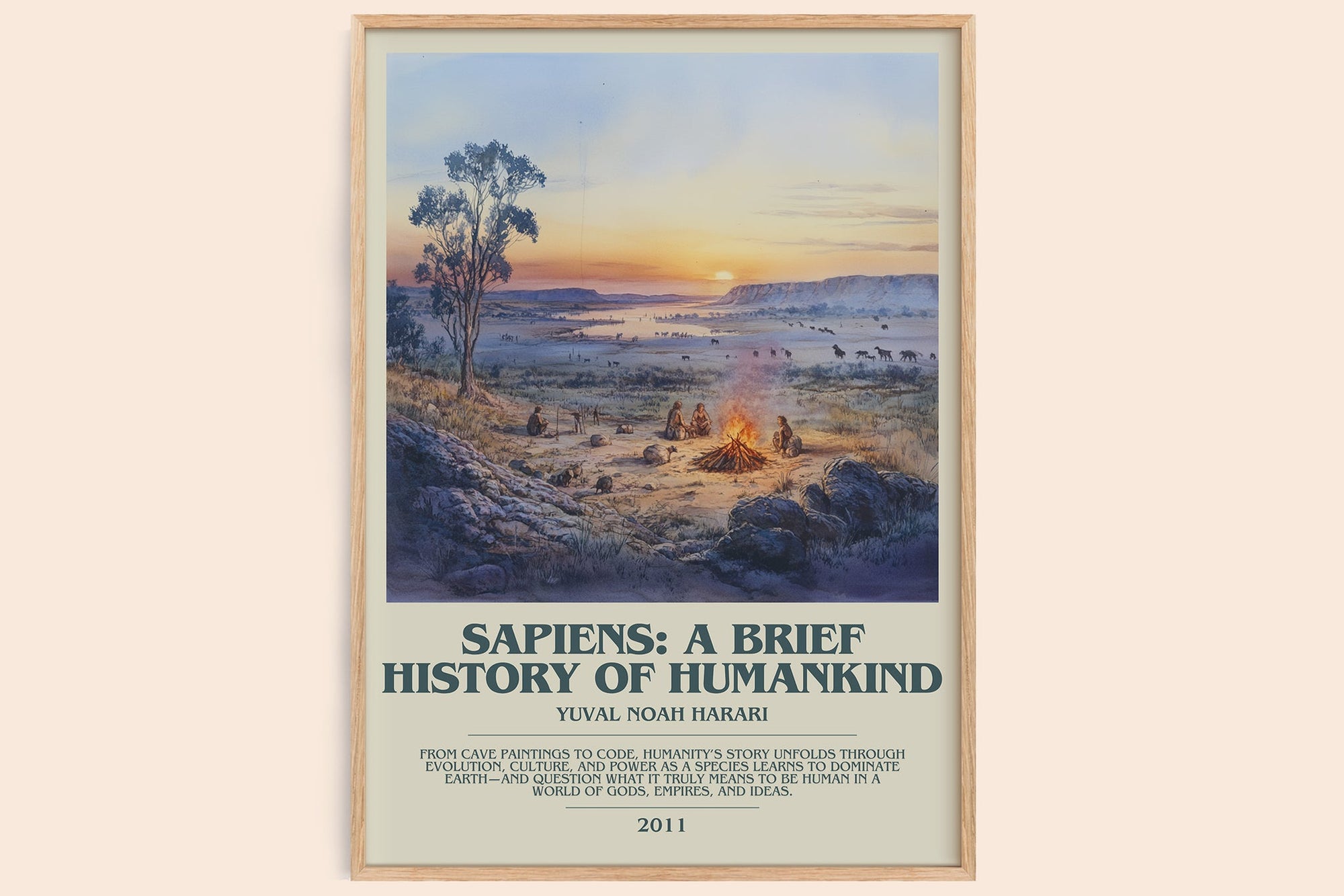 Sapiens: A Brief History of Humankind bookish book poster by Yuval Noah Harari – framed literary art print
