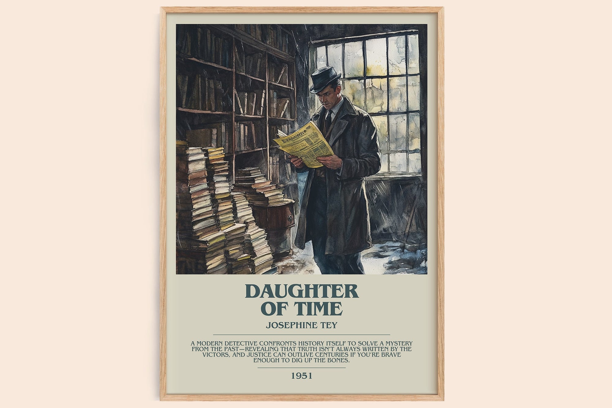 The Daughter of Time bookish book poster by Josephine Tey – framed literary art print