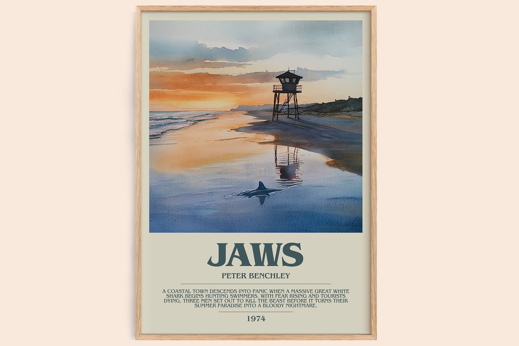 Jaws bookish book poster by Peter Benchley – framed literary art print