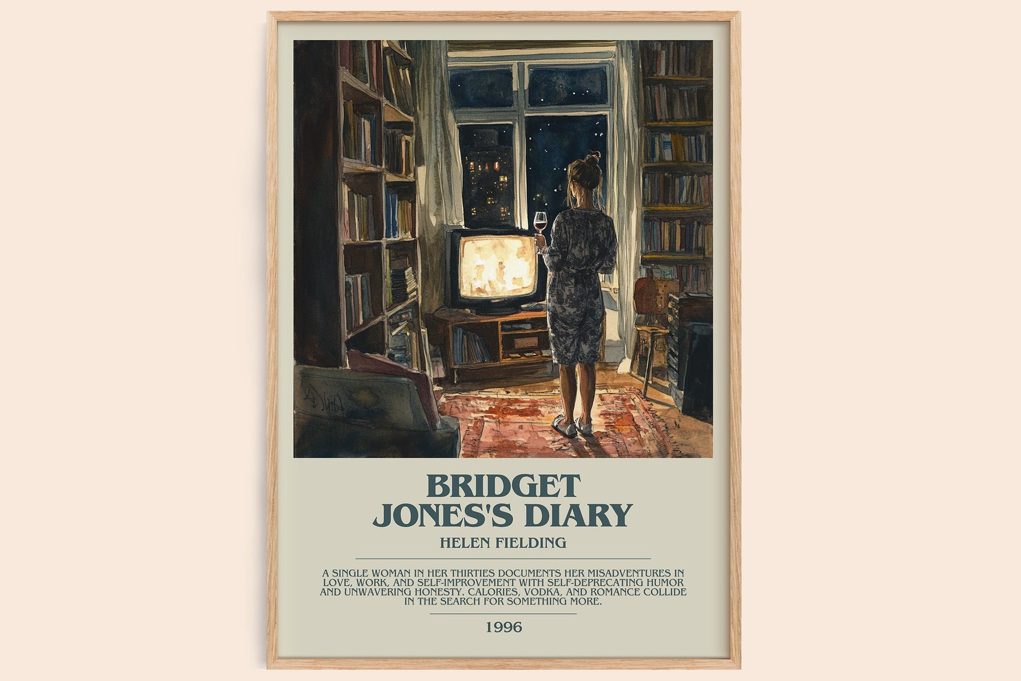 Bridget Jones's Diary bookish book poster by Helen Fielding – framed literary art print