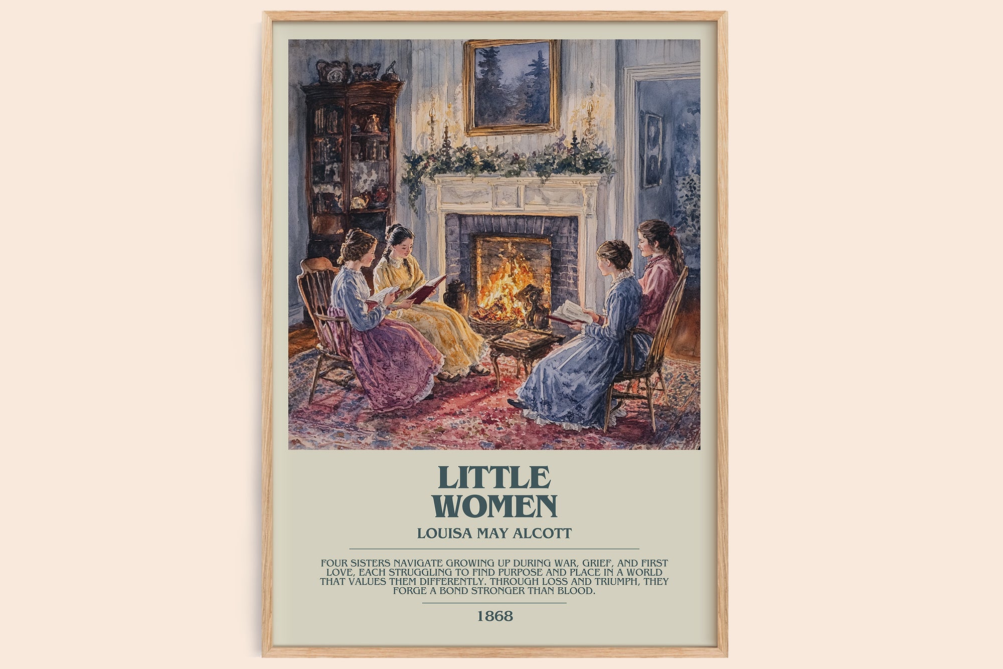 Little Women bookish book poster by Louisa May Alcott – framed literary art print