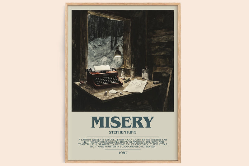 Misery bookish book poster by Stephen King – framed literary art print