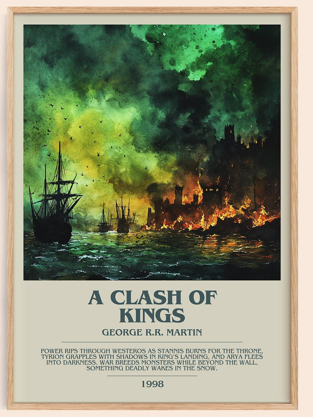 A Clash of Kings bookish book poster by George R. R. Martin – framed literary art print