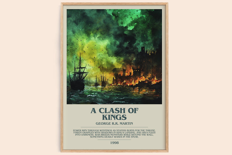 A Clash of Kings bookish book poster by George R. R. Martin – framed literary art print