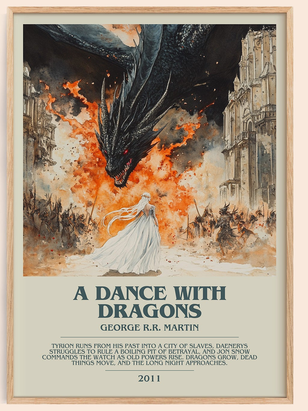 A Dance With Dragons bookish book poster by George R.R. Martin – framed literary art print