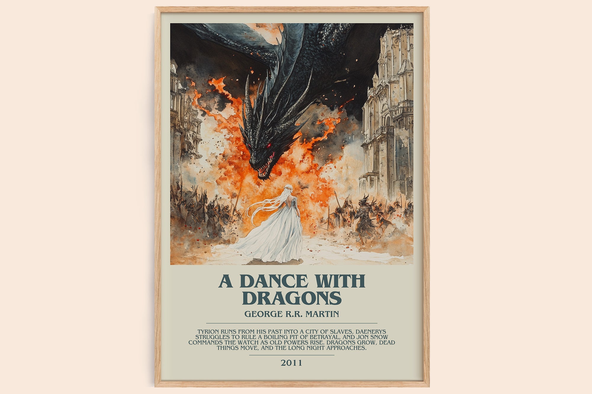A Dance With Dragons bookish book poster by George R.R. Martin – framed literary art print