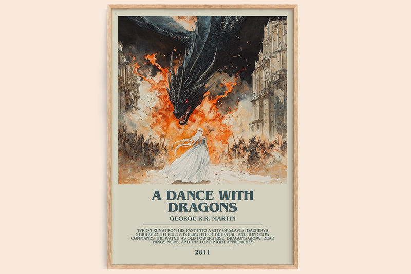 A Dance With Dragons bookish book poster by George R.R. Martin – framed literary art print