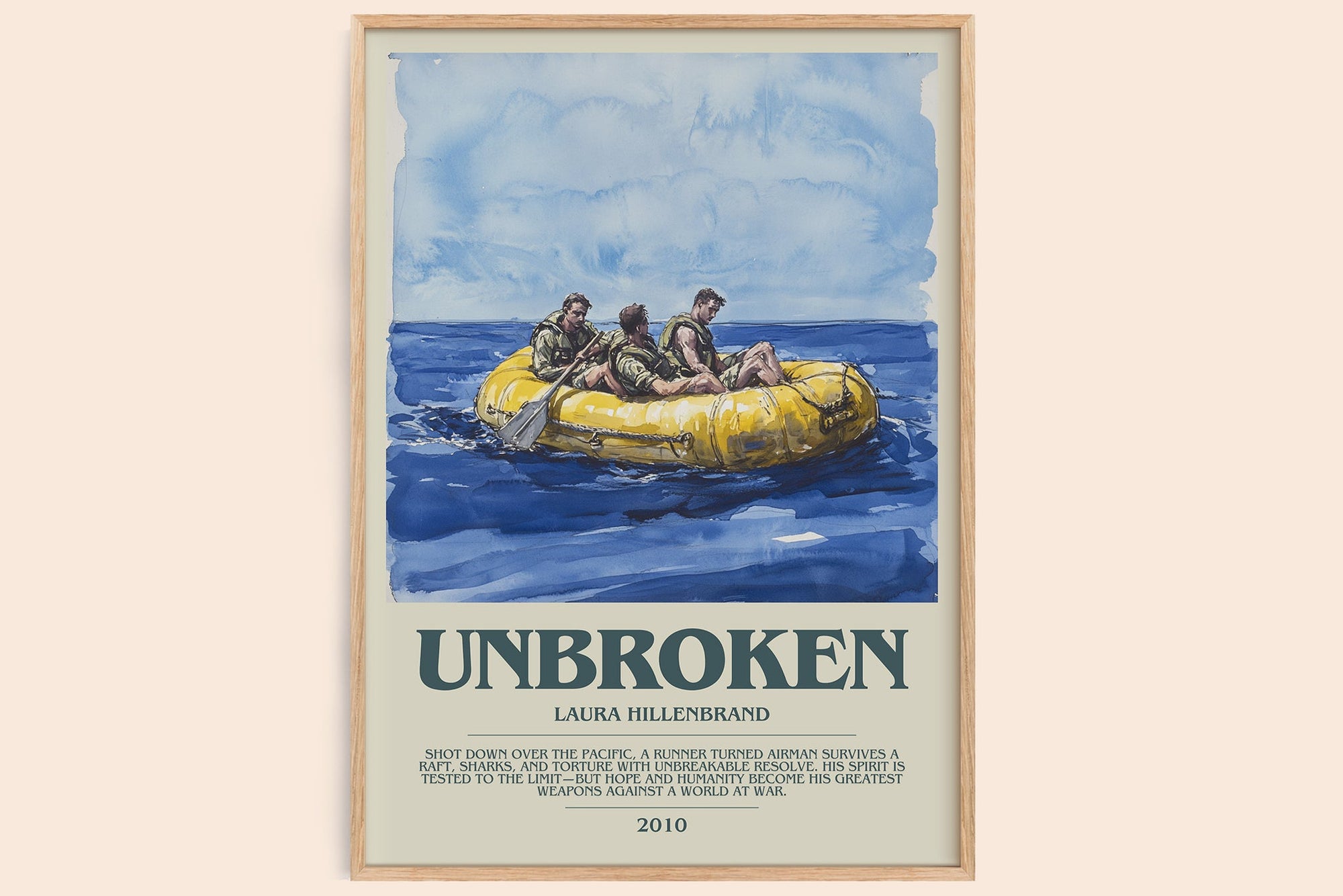 Unbroken bookish book poster by Laura Hillenbrand – framed literary art print