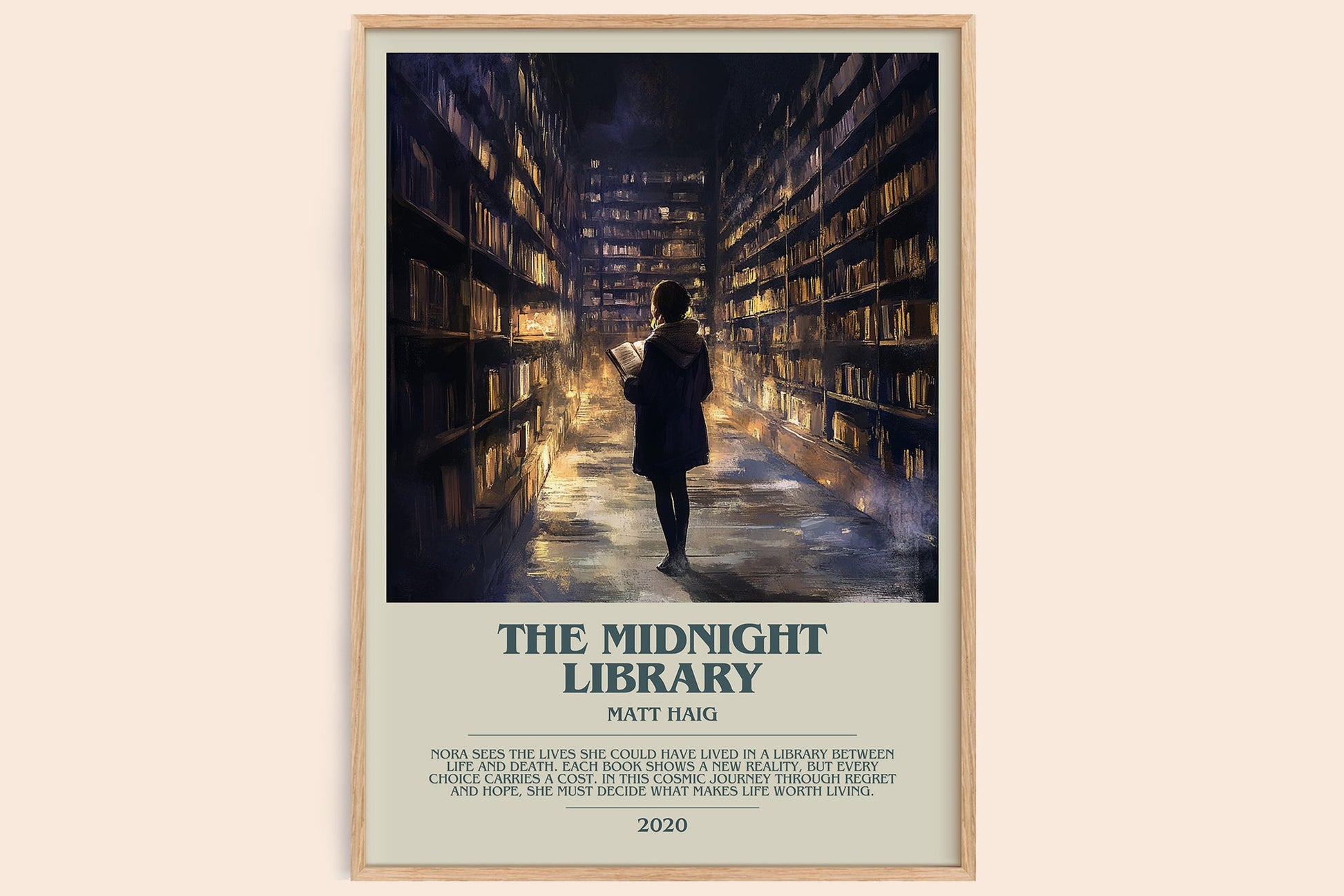The Midnight Library bookish book poster by Matt Haig – framed literary art print